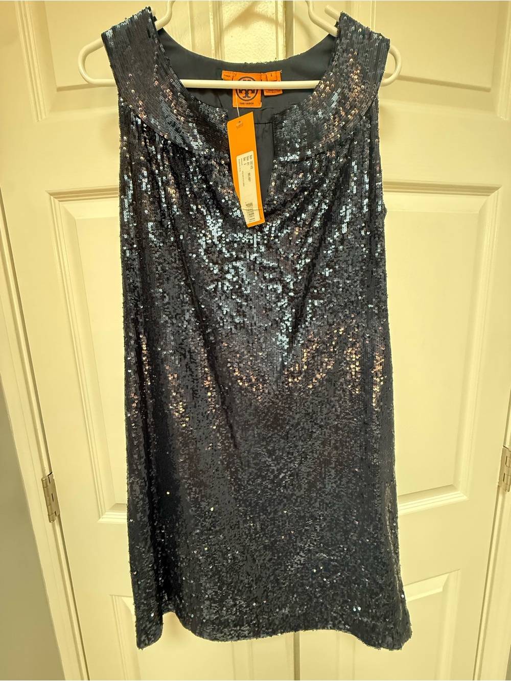 Vintage Tory Burch Navy Sequin Sleeveless Shift Dress